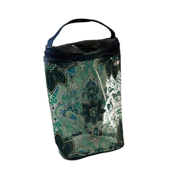 Vera Bradley Clear Lotion Bag Blue Floral Cosmetic Beach Zip Top See Thru PVC - Picture 10 of 10